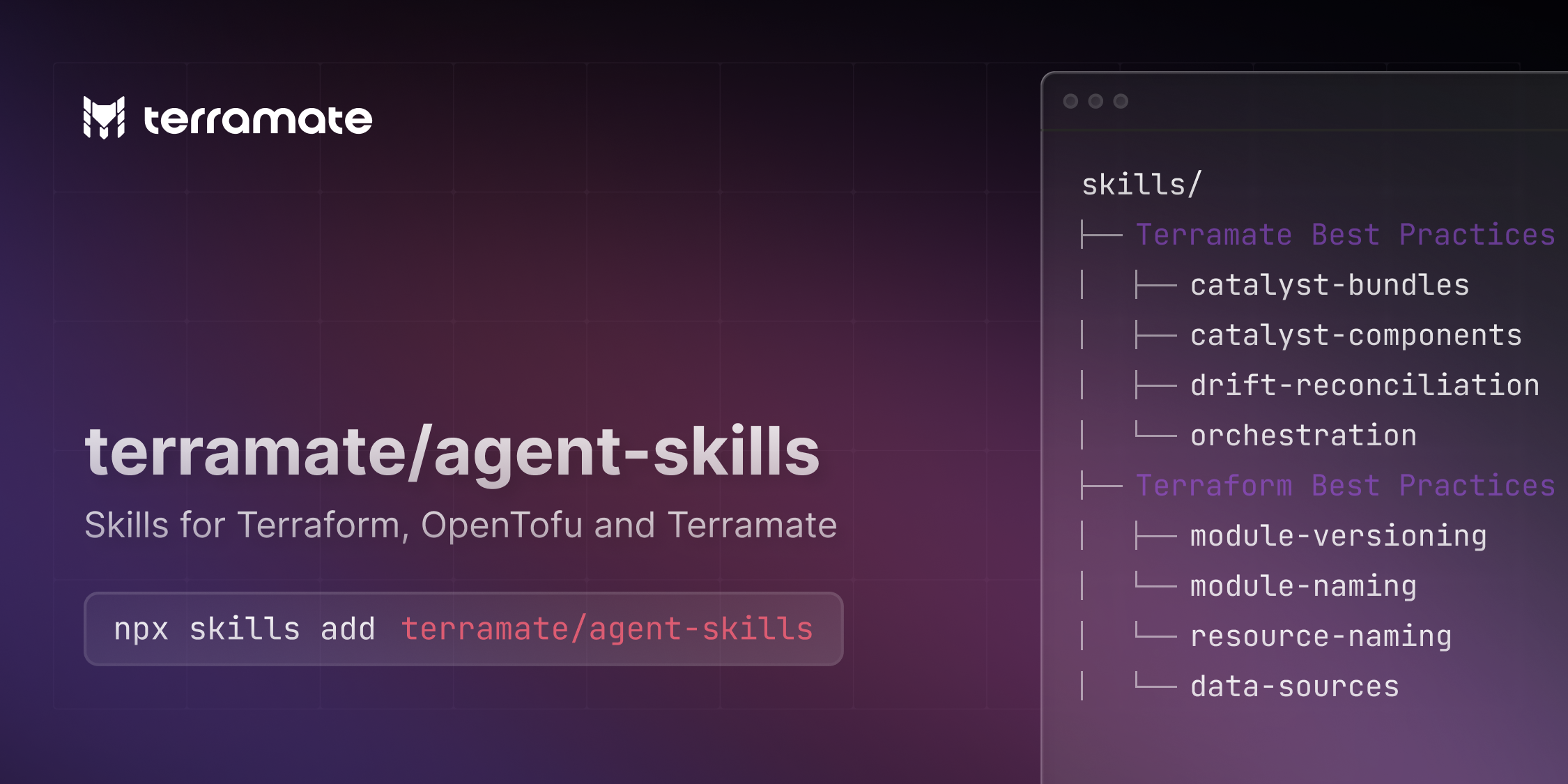 Terramate, Terraform and OpenTofu Agent Skills Cover