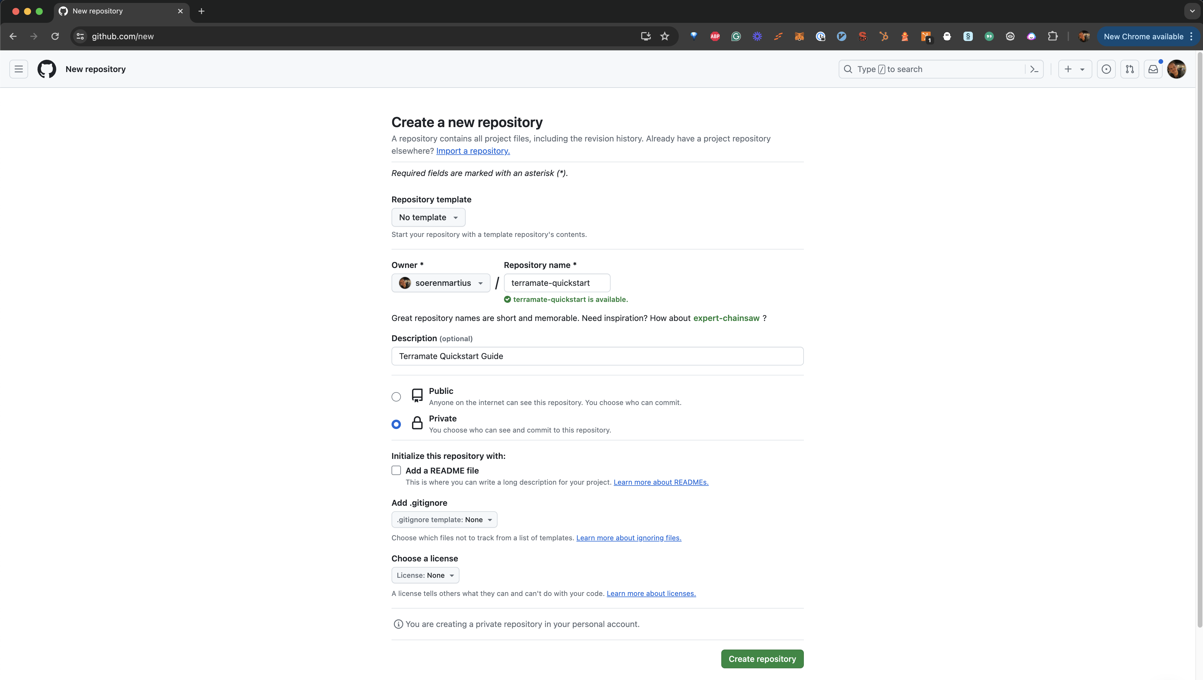 Create a new GitHub Repository