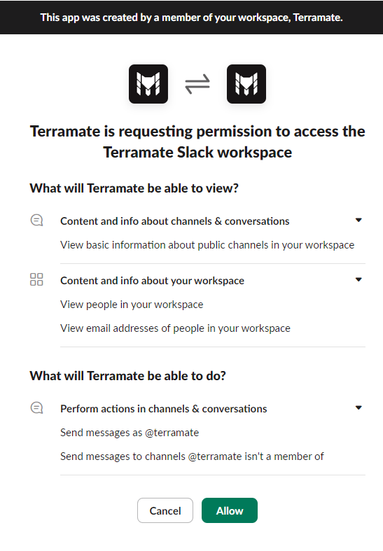 Slack App Required Scopes